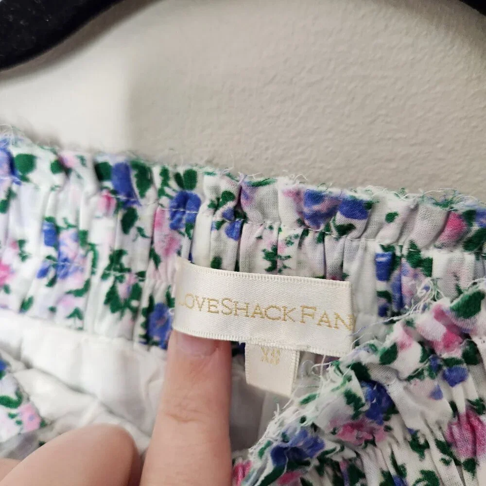 LOVESHACKFANCY Blue Floral Blue Jay Song Mini Skirt